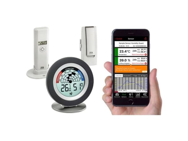 TFA-Dostmann WeatherHub, Luftfuktighet, Temperatur, Wi-Fi, 868 MHz, -40 - 60 ° C, LCD, 200 m