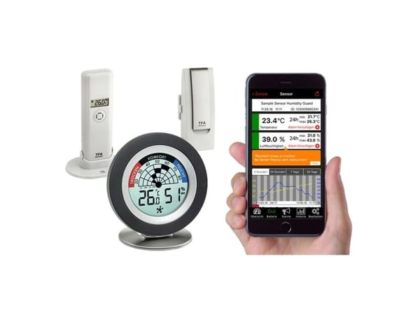 TFA-Dostmann WeatherHub, Luftfuktighet, Temperatur, Wi-Fi, 868 MHz, -40 - 60 ° C, LCD, 200 m
