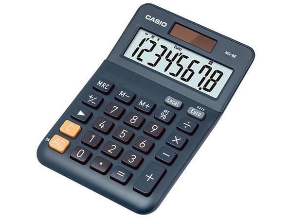 Casio MS-8E, Työpöytä, Näyttölaskin, 10 lukua, Akku, Musta, Harmaa, Oranssi