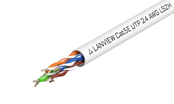 Lanview - Bulk-kabel - 305 m - 5 mm - UTP - CAT 5e - halogenfri, solid - vit