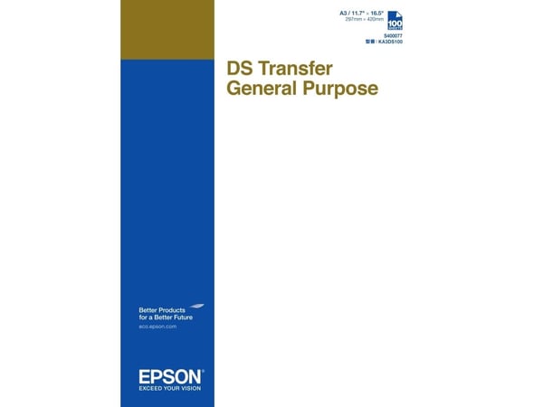 Epson DS Transfer General Purpose A3-arkit, Mustesuihkutulostus, A3 (297x420 mm), SureColor SC-F500, Japani, 310 mm, 432 mm