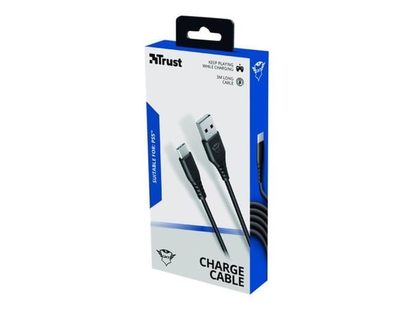 Trust GXT 226 - USB-kabel - USB (hane) till USB-C (hane) - USB 2.0 - 5 V - 3 A - 3 m - för Sony PlayStation 5