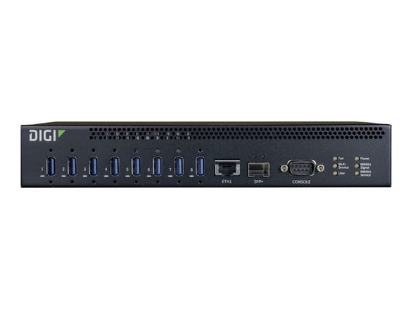 Digi AnywhereUSB 8 Plus - Keskitin - Hallittu - 8 x USB 3.1 Gen 1 + 1 x 1 Gigabit / 10 Gigabit SFP+ + 1 x SFP+ - työpöytä, pinta-asennettava