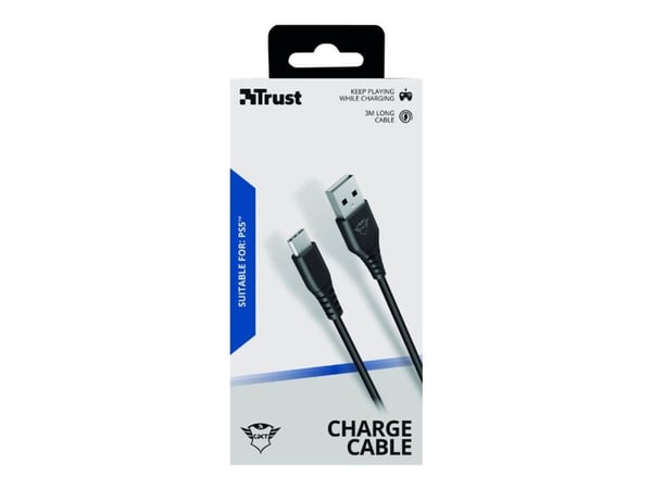 Trust GXT 226 - USB-kabel - USB (hann) til USB-C (hann) - USB 2.0 - 5 V - 3 A - 3 m - for Sony PlayStation 5
