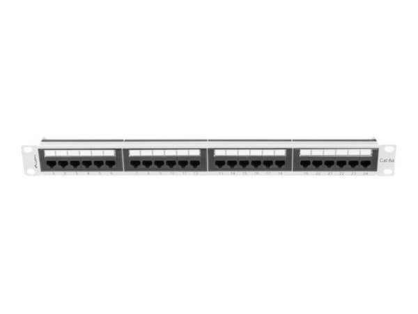 Lanberg PPUA-1024-S, Cat6a, U/UTP (UTP), Harmaa, ABS, Metalli, Telinekiinnitys, 1U