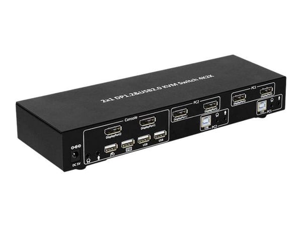 Microconnect MC-DP-KVM201K, 3840 x 2160 piksler, 4K Ultra HD, Svart