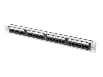 Lanberg PPUA-1024-S - Koblingspanel - rackmonterbar - CAT 6a - UTP - RJ-45 X 24 - RAL 7035, grå - 1U - 19"