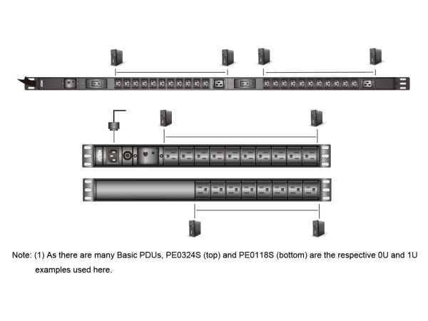 ATEN PE0324SG-AT, Perus, 0U, Alumiini, Musta, 24 AC-pistorasia(a), C13 liitin, C19 liitin
