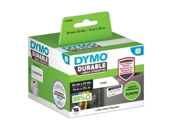 DYMO - Polypropylen (PP) - sterkt adhesiv - svart på hvitt - 32 x 57 mm 800 etikett(er) (1 rull(er) x 800) merkelapper - for DYMO LabelWriter 310, ...