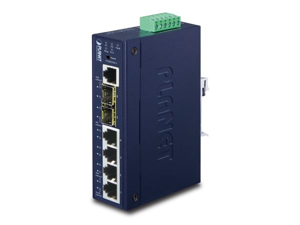 PLANET IGS-5225-4T2S - Switch - L2+ - Styrt - 4 x 10/100/1000 + 2 x SFP - DIN-skinnemonterbar - AC 24 V / DC 12 - 48 V