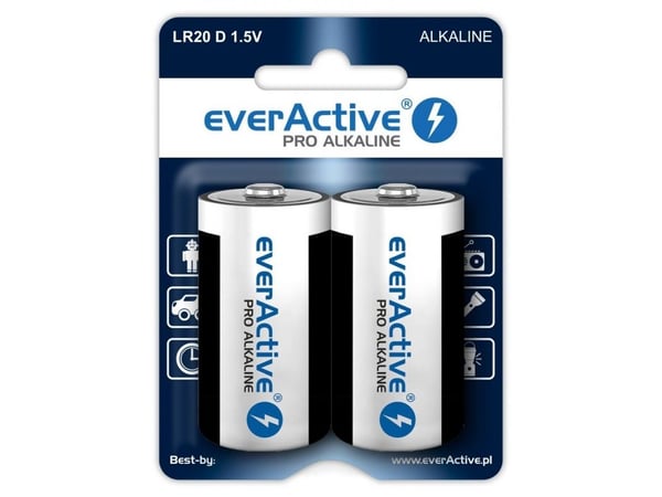 Everactive EVLR20-PRO, Engangsbatteri, D, Alkalinsk, 1,5 V, 2 stykker, 17500 mAh