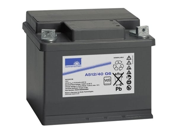 GNB Sonnenschein A512/40 G6 Blybatteri 12 V 40 Ah Bly-gel (B x H x D) 210 x 175 x 175 mm M6-skrueforbindelse Vedlikeholdsfritt, VDS-sertifisert