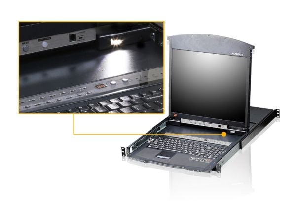 ATEN KL1508AM - KVM-konsoll med KVM-svitsj - 8 porter - PS/2, USB - 17" - kan monteres i rack - 1280 x 1024 @ 75 Hz - VGA - 1U
