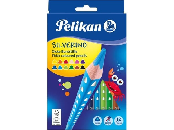 Pelikan 700627, Sort, Blå, Brun, Grønn, Lyseblå, Lysegrønn, Oransje, Fersken, Rosa, Rød, Fiolett, Gult, 12 stykker