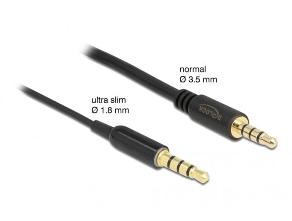 DeLOCK 66074, 3.5mm, Uros, 3.5mm, Naaras, 0,5 m, Musta, Hopea