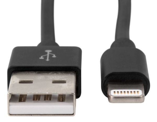 Ansmann 1700-0079, 2 m, Lightning, USB A, Hanstik, Hanstik, Sort