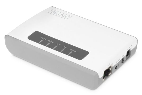 DIGITUS - Trådløs enhetsserver - 2 porter - 100Mb LAN, USB 2.0 - Wi-Fi - 2.4 GHz