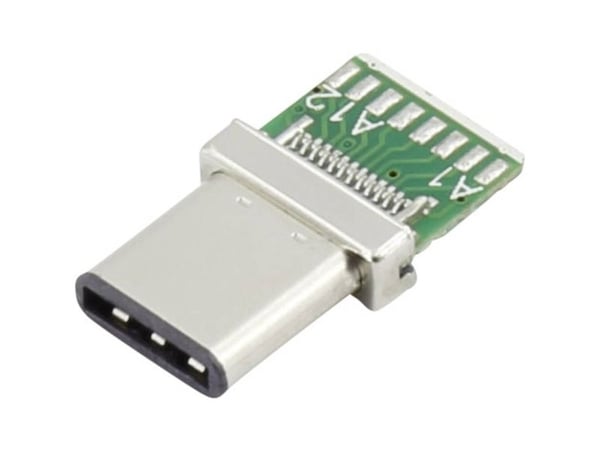 TRU COMPONENTS USB-C plugg 3,1 w/PCB (rett innhold: 1 stk)