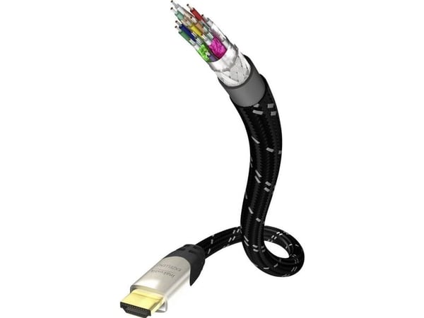 in-akustik Excellence - High Speed - HDMI-kabel - HDMI hann til HDMI hann - 3 m - skjermet - svart, sølv - solid, 4K-støtte