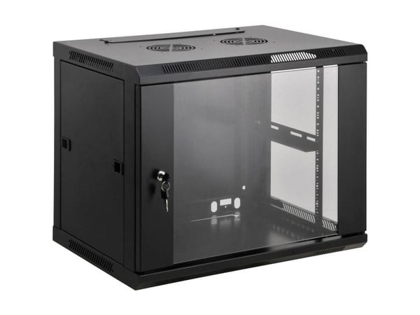 Intellinet Network Cabinet, Wall Mount (Standard), 12U, Usable Depth 350mm/Width 540mm, Black, Assembled, Max 60kg, Metal & Glass Door, Back Panel,...