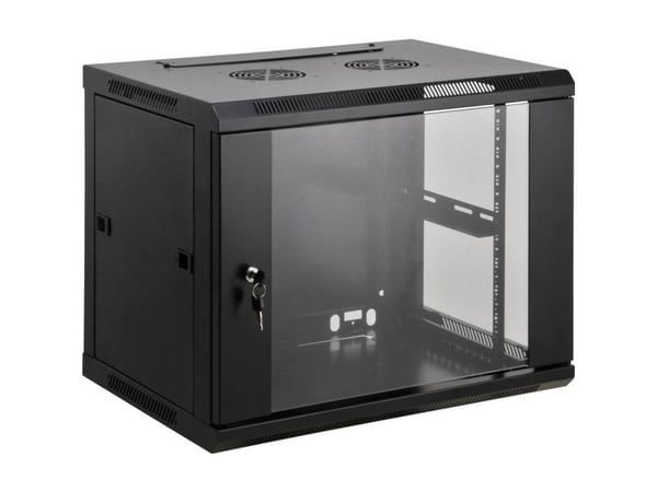 Intellinet Network Cabinet, Wall Mount (Standard), 20U, Usable Depth 500mm/Width 540mm, Black, Assembled, Max 60kg, Metal & Glass Door, Back Panel,...