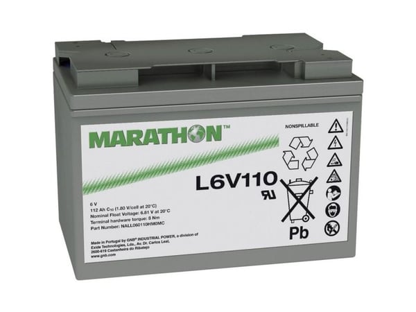 GNB Marathon L6V110 NALL060110HM0MC Lyijyakku 6 V 112 Ah Lyijyakku (B x K x S) 272 x 190 x 166 mm M8 ruuviliitäntä Huoltovapaa