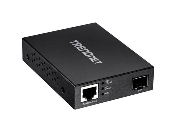 TRENDnet TFC-PGSFP - Medieomformer - 1GbE - 1000Base-LX, 1000Base-SX, 1000Base-T - RJ-45 / SFP (mini-GBIC) - TAA-samsvar