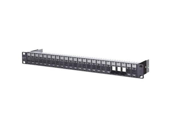BTR E-DAT C6A modul 24 Port 180°M - Patch-panel - CAT 6a - svart - 1U - 19" - 24 portar