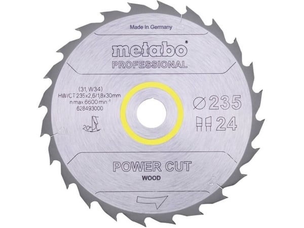 Metabo 628493000, Løvtre, Konstruksjons Trematerial, 23,5 cm, 3 cm, 1,8 mm, 6600 RPM, 2,6 mm