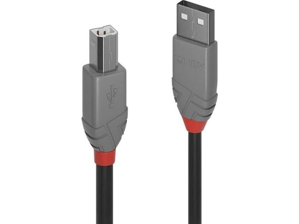 Lindy 36677, 10 m, USB A, USB B, USB 2.0, 0,48 Gbit/s, Musta, Harmaa, Punainen