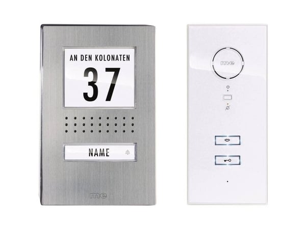 m-e modern-electronics ADV 111 WW dörrintercom-komplett set kabelbunden för 1-familjshus rostfritt stål, vit (41137)
