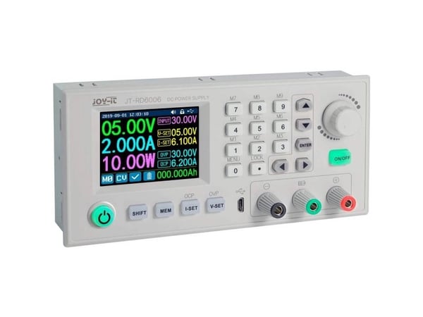 Joy-it RD6006 laboratorienett, justerbar 0–60 V, 0 mA–6 A, fjernstyrt, programmerbar, smal utførelse, antall utganger 2 (JT-RD6006)