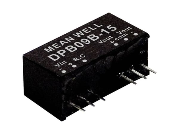 MEAN WELL DPB09C-05, 36 - 75 V, 9 W, 5 V, 0,8 A, RoHS, 24 mm