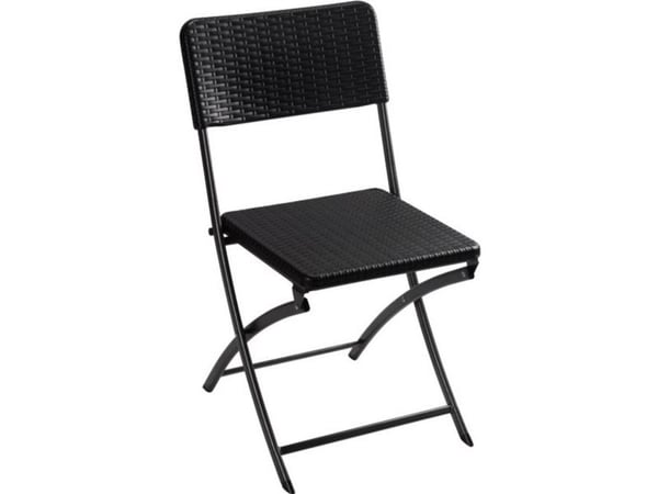 Perel FP165R, Spisetid, Flettet tre, Hard Stol, Hård ryggstø, High-Density Polyethylene (HDPE), Stål, Svart