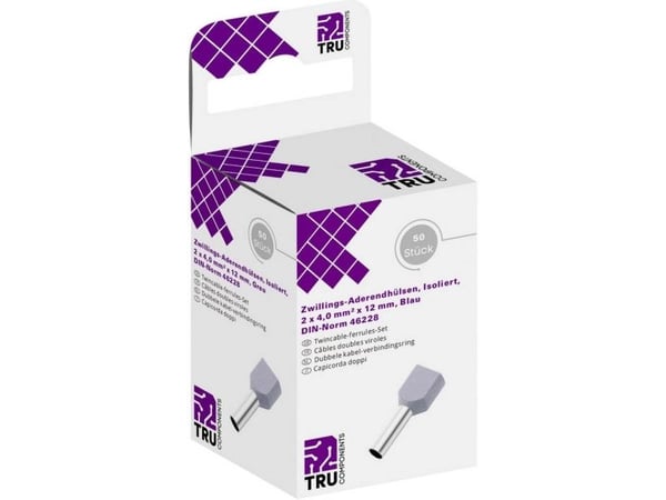TRU COMPONENTS T1906C157 Tvillingekabelsko 4 mm² Delvist isolereret Grå 50 stk