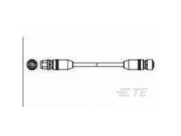 TE Connectivity 2273115-4, 1,5 m, M12, M12, Hanstik/Hunstik, Grå, Polyuretaani (PUR)