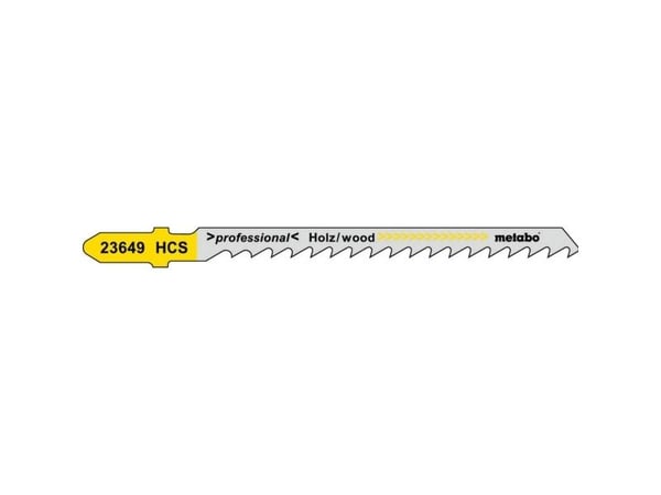 Metabo 623607000, Stikksagblad, Sponplate, Løvtre, Mykt tre, Trekjernen kryssfinér, High Carbon Steel (HCS), Sort, Gult, 7,4 cm, 4 mm