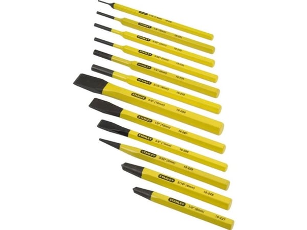 Stanley 4-18-299, Spademeisel, Kromvanadiumstål, Sort, Gult, 220 mm, 1 kg