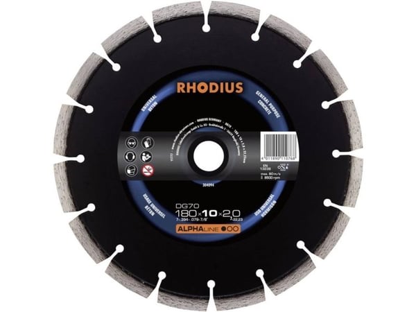 Rhodius 304092 DG70 diamantskiveskive diameter 125 mm 1 stk