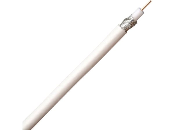 Koaxialkabel utvändig diameter 6,60 mm 75 O 90 dB vit 25 m