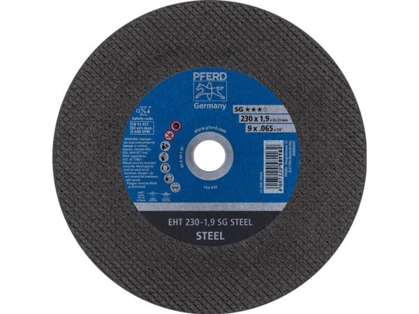 PFERD 61328131, 23 cm, 2,22 cm, 1,9 mm, 6600 RPM, 25 stykker