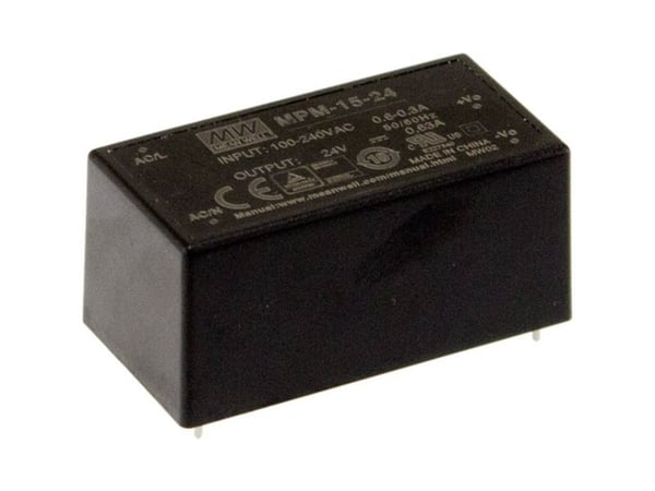 MENER GODT MPM-15-24, 90-264V, 15W, 24V, 0,63A, RoHS, 52,4mm