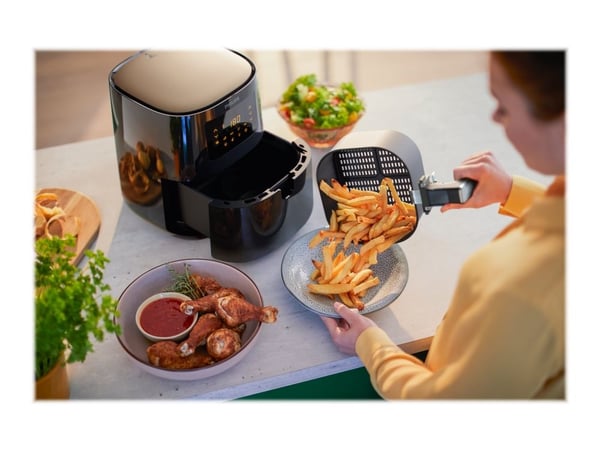 Philips Essential HD9252 - Varmluftsteker - 4.1 liter - 1.4 kW - svart / sølv