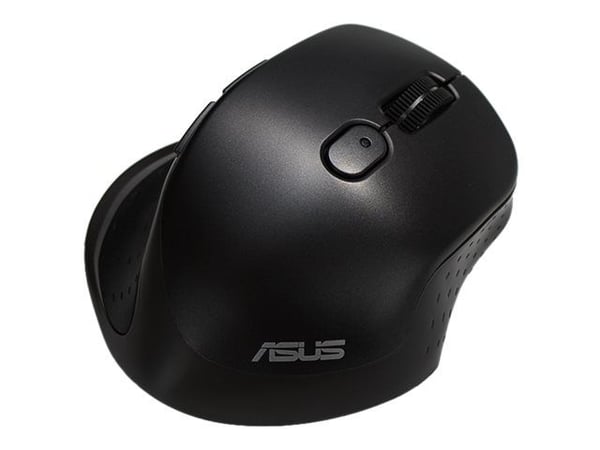ASUS MW203 - Mus - ergonomisk - optisk - 5 knappar - trådlös - 2.4 GHz, Bluetooth - trådlös USB-mottagare - svart