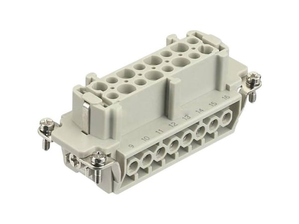 HARTING HAN E liitin, insertti tyyppi 16Bhunstikruuviliitin max 2,5mm2, 16A16napainen