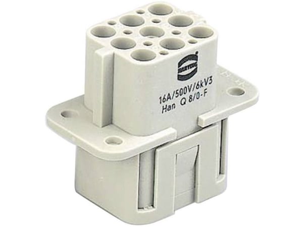 Harting 09 12 017 3101, hann Q 17/0-F-c, grå, polykarbonat, 160 V, 10 A, IEC 61984 EN 60664-1 DNV GL UL 1977 ECBT2.E235076 CSA-C22.2 No. 182.3 ECBT...