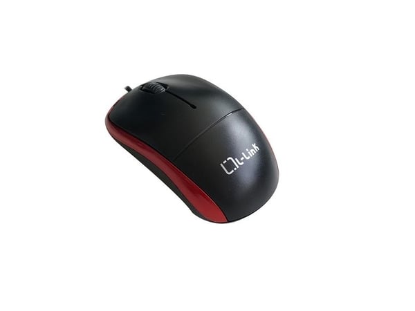 L-Link LL-2080-R, Ambidekstriøs, Optisk, USB Type-A, Sort, Rød