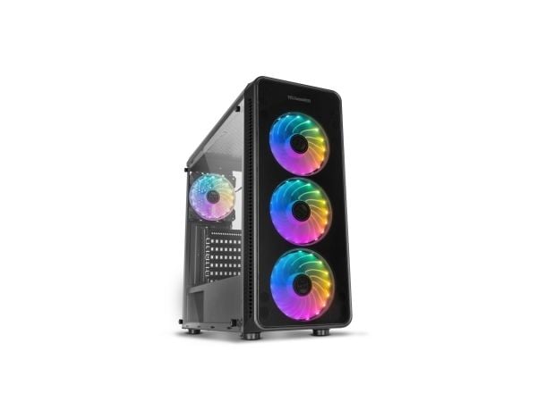 NOX Hummer TGM - Mid tower - ATX - sidepanel med vindu (herdet glass) - ingen strømforsyning (ATX) - svart - USB/Audio/Mic