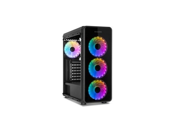 NOX Hummer TGM - Mid tower - ATX - sidepanel med vindu (herdet glass) - ingen strømforsyning (ATX) - svart - USB/Audio/Mic