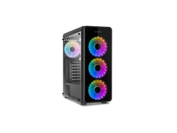 NOX Hummer TGM - Mid tower - ATX - sidepanel med vindu (herdet glass) - ingen strømforsyning (ATX) - svart - USB/Audio/Mic